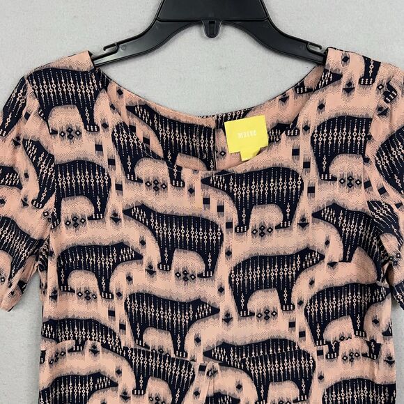 Anthropologie Maeve Dress Womens 2 Pink Zola Polar Bear Pocket Eclectic Mini - Picture 3 of 14